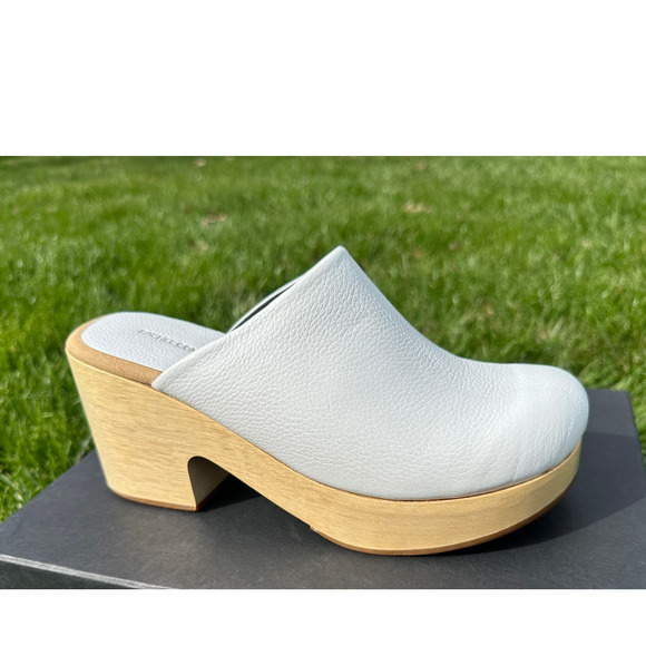 Rachel Comey Blaring Clog Nappa Leather White Natural Wood Size 8 NIB Clogs - Picture 3 of 16
